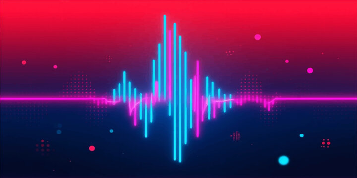 Digital sound wave vector illustration for music and audio frequency data chart