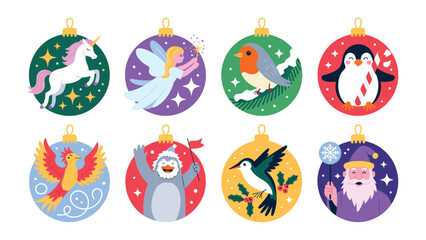 Holiday Ornament Fantasy: A collection of delightful holiday ornaments, each adorned with a whimsical character or design, promising to bring joy and festive spirit to the season. 