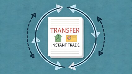Digital transfer of instant trade concept with arrows in a circle