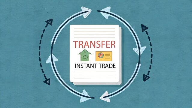 Digital transfer of instant trade concept with arrows in a circle
