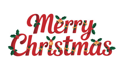 Merry Christmas: Festive Text with Seasonal Cheer. This vibrant and joyful image captures the spirit of Christmas with elegantly designed text adorned with seasonal elements.