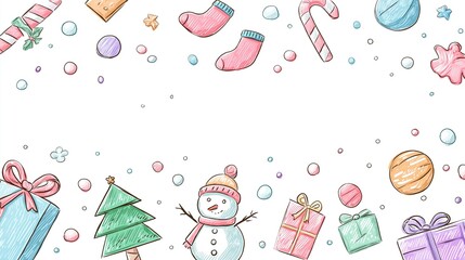 手書き風のかわいいクリスマス背景