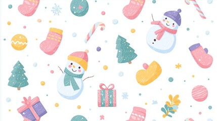 手書き風のかわいいクリスマス背景