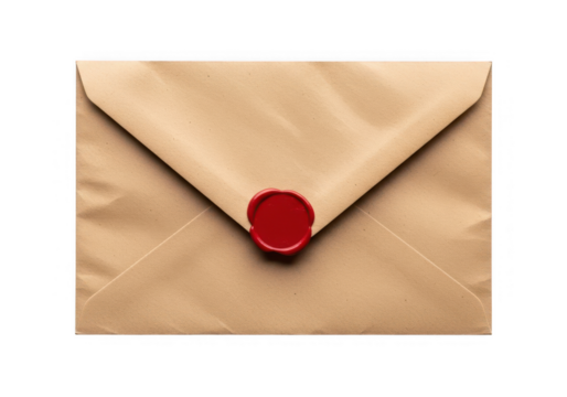 Vintage brown envelope with red wax seal