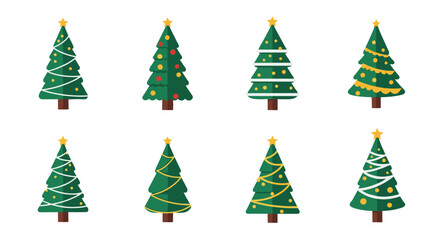 Collection of christmas trees vector illustration for holiday season celebration and decoration design