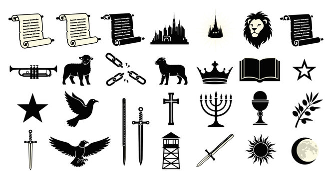 Christianity symbols vector art religious icons spiritual design elements for faith based projects