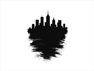 Obraz premium Abstract paintbrush forming city skyline silhouette
