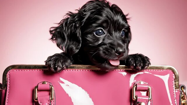 Adorable dogs, pink suitcases, and joyful travel unfold in this whimsical 4K UHD scene, capturing the carefree atmosphere of spontaneous adventure and ideal for promotional campaigns for pet.