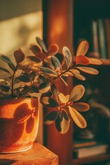 Sunlight Spotting Houseplant In Rustic Pot