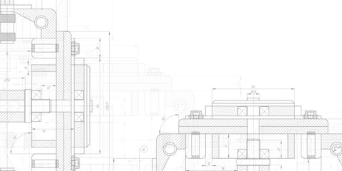 Mechanical Engineering drawing. Technical drawing background . Vector illustration .