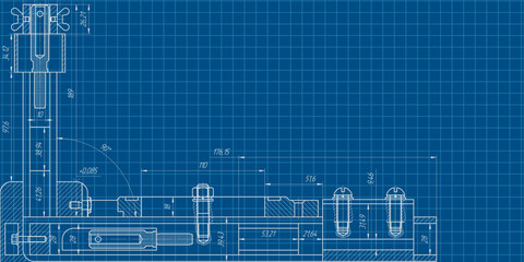 Engineering education. Technology background. Technical drawing . Vector illustration.