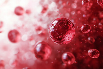 Generative AI image of red virus cells in blood plasma representing World AIDS Day and global blood donor awareness