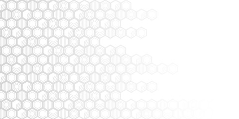 Technological background. Abstract background of hexagons. White background with lines. Vector illustration.