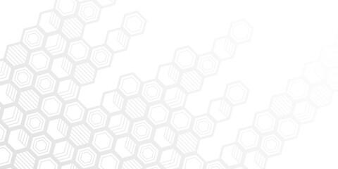 Technological background. Abstract background of hexagons. White background with lines. Vector illustration.