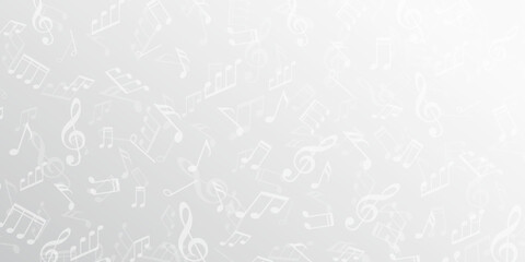 White background with musical notes. Treble clef. Vector illustration .