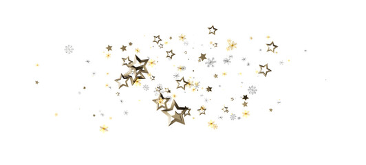 Festive golden stars and sparkling elements on a clean white background, perfect for holiday designs, celebratory themes, and adding a touch of