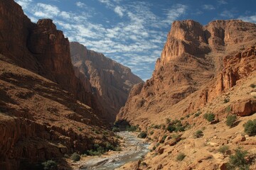 Fototapeta premium Todra Gorge: Breathtaking Landscape of Morocco's Red Canyon and Mountain