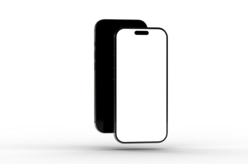 High-quality image of two black smartphones with blank screens, perfect for app presentations or website mockups. Download now!