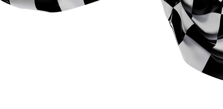 Checkered flag waving, ready for the race to begin.  Symbol of victory, competition and reaching the finish line.  Motorsport background, black