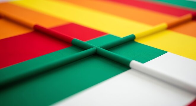 Colorful flag cross with vibrant hues