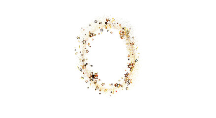 Abstract illustration of golden stars and glitter forming a ring, perfect for festive designs, holiday backgrounds, or celebratory concepts.