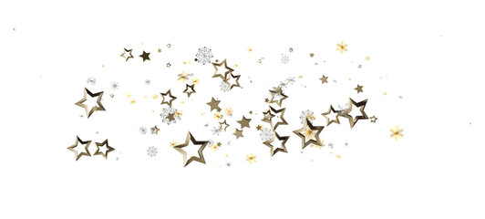 Beautiful festive background of gold stars and sparkles against a white backdrop. Perfect for Christmas, New Year, celebrations, and greeting ca