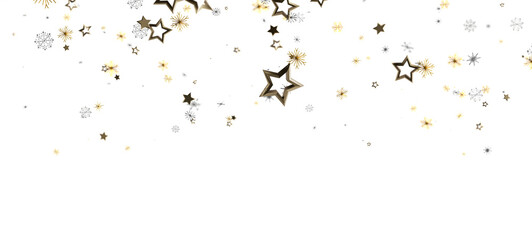 Elegant background features falling golden stars and snowflakes. Perfect for celebrations, holiday designs, Christmas, New Years, and festive th