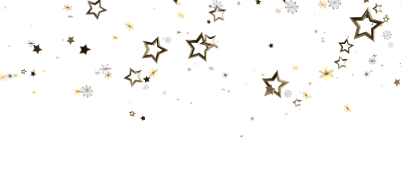 Festive background with golden stars and snowflakes, ideal for holiday cards, party invitations, and celebratory designs. Sparkling and elegant.