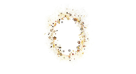Abstract image of a golden stars ring burst on a white background. Perfect for celebration, festive events, backgrounds, elegant designs and muc