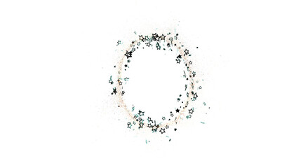 Fototapeta premium A beautiful starry circle design on a white background with festive holiday elements, perfect for creative projects and digital backgrounds.