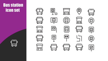 Bus station icon set