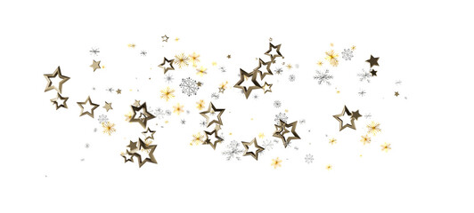Elegant illustration featuring golden stars and snowflakes against a clean white backdrop. Perfect for holiday designs and festive projects. Ide