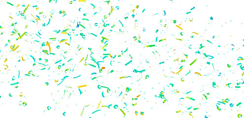 Bright festive confetti falling on white. Perfect for party invitations, banners, and celebrations.