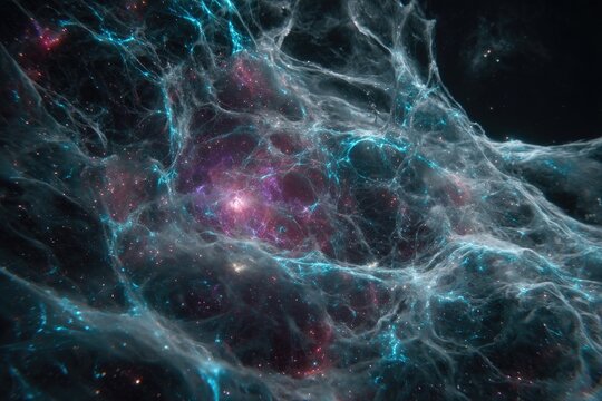 Abstract Cosmic Nebula With Glowing Patterns