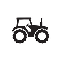 Obraz premium Modern Farm Tractor Silhouette - Clean Black Agricultural Icon Vector
