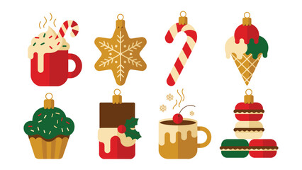 Festive Treats: An array of charming Christmas ornaments in the form of delightful desserts, each one embodying the holiday spirit.