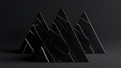 Abstract dark geometric shapes with sharp edges creating a modern minimalist composition