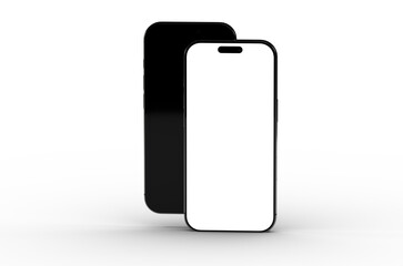 Clean mockup of two smartphones with blank screens. Perfect for app presentations or website designs.