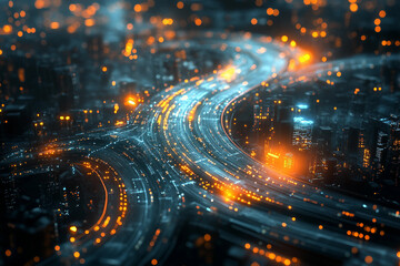 Naklejka premium Abstract futuristic technogenic landscapes
