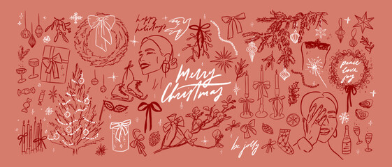 Hand Drawn Christmas Elements Collection
