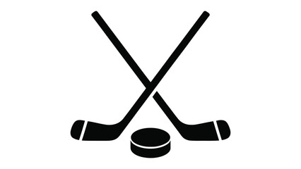 Hockey Sticks and Puck: A striking minimalist emblem, featuring two crossed hockey sticks poised above a perfectly round hockey puck. It's a clean, dynamic symbol of a dynamic sport. 