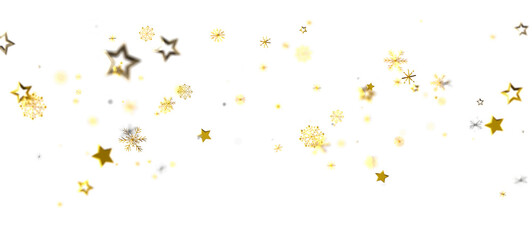 Festive background featuring golden stars and snowflakes. Perfect for holiday designs, Christmas, New Year, or celebrations. Elegant and sparkly