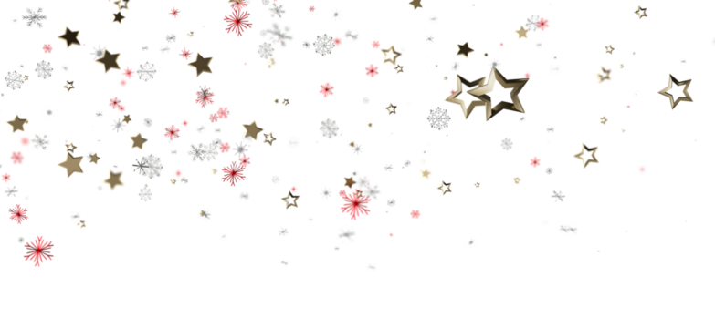 Elegant illustration of gold stars and snowflakes floating against a bright white background, perfect for holiday designs. - Powered by Adobe