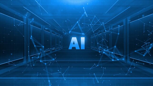 ai agent- businessman working with virtual reality at office. Multi agent AI systems concept on black background Abstract technology big data background digital data flow - Powered by Adobe