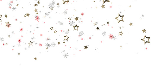 Elegant and celebratory festive background featuring falling gold stars, snowflakes, and red accents. Perfect for Christmas, New Year's, holiday