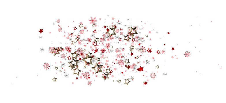 Decorative Christmas stars and snowflakes elements for holidays design, party celebration on white background, perfect for greeting cards and in