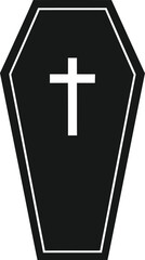 Obraz premium Black coffin with cross isolated on white background for halloween celebration