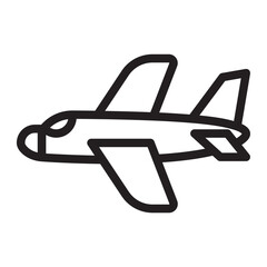 Line Icon of an airplane in flight representing air travel and transportation