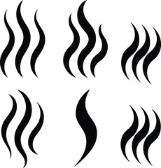 Abstract steam or smoke shapes in black and white design element