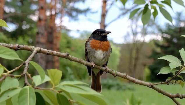 Colorful bird perched on a tree branch in a natural environment